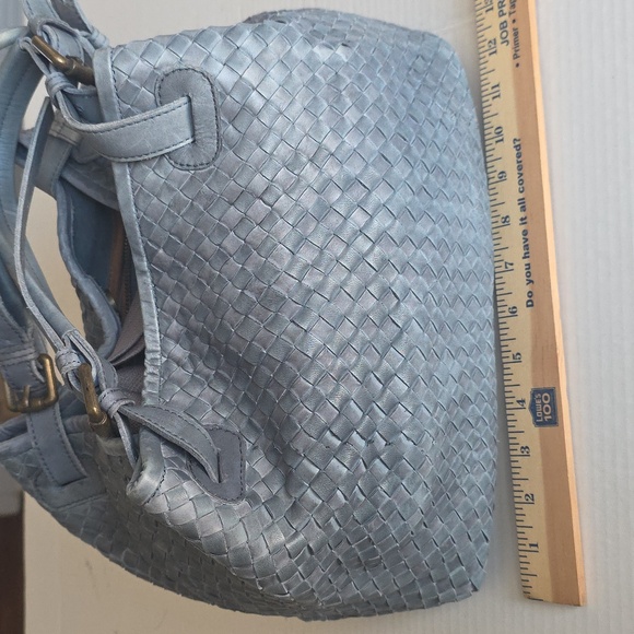Valentina Gray Woven 100% Leather Bag. Made In Italy - Picture 4 of 13